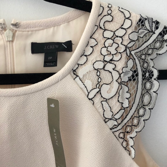 J.Crew lace trimmed champagne petite dress 2P - Picture 3 of 3